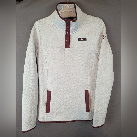Moosejaw Love The Madness Mountaineering Medium Quilted Pullover Gray/Maroon - Picture 1 of 11